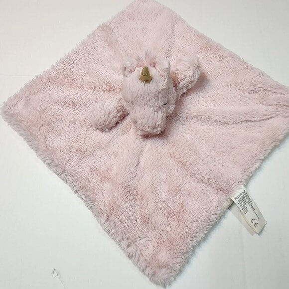 Kellytoy Sleeping unicorn pink plush lovey security blanket rattle toy - Picture 1 of 8